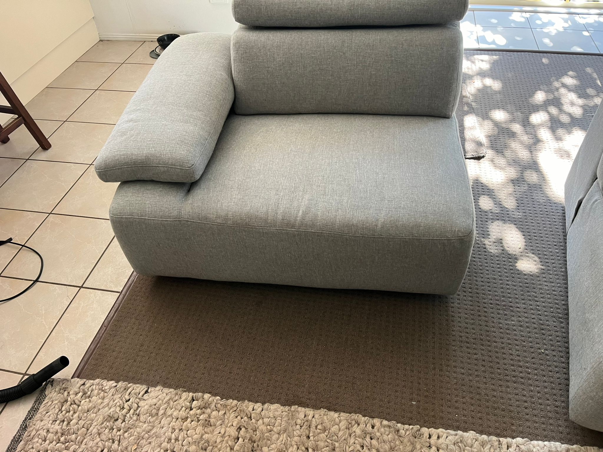 Clean fabric sofa after professional upholstery cleaning
